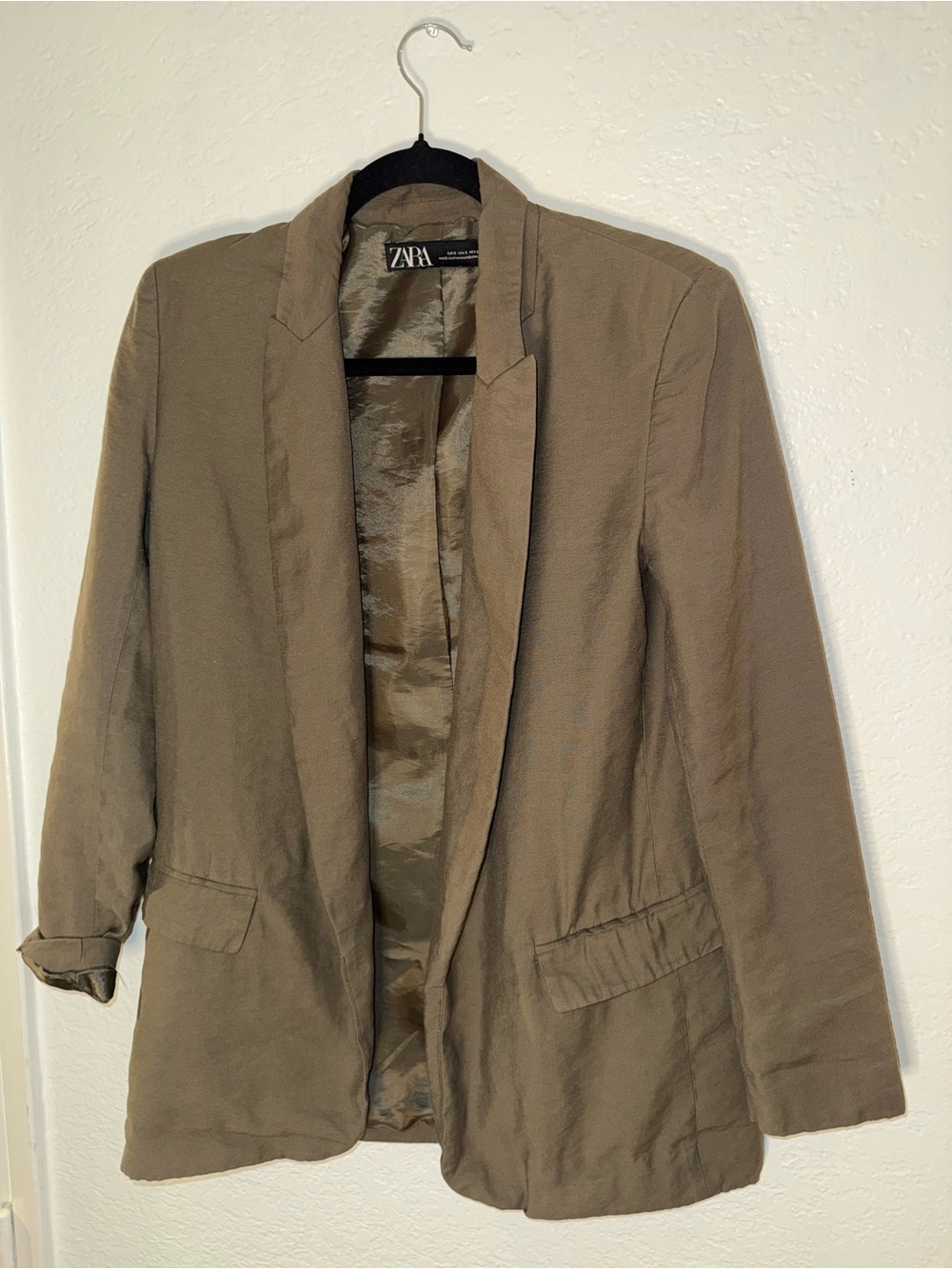 ZARA Women's Taupe-Brown Open Front Blazer